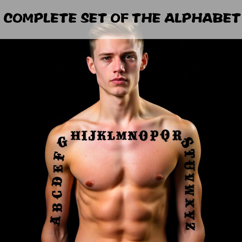 Realistic Temporary Tattoos, 60 Sheets Letters Temporary Tattoos- 5 Assorted