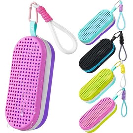 Swim Goggle Case For Swimming Goggles, Silicone Protective Cases with Drain Hole for Goggles - Color: Purple and Pink