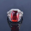 Gixaxak Elegant Huge Tanzanite 925 Silver Ruby Ring Emerald-Cut AAA
