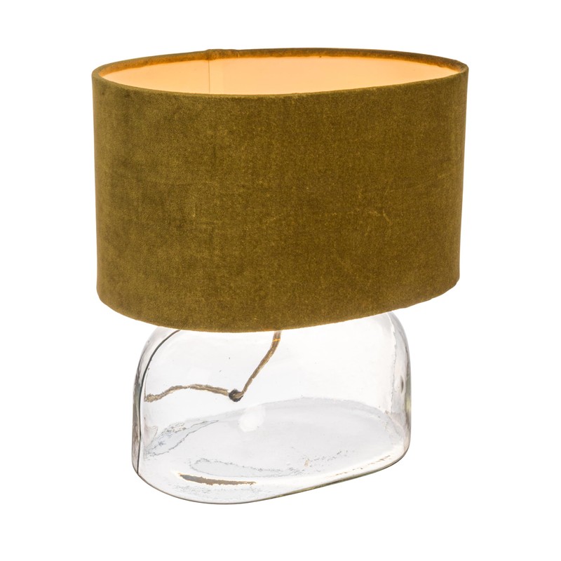 Creative Co-Op Modern Table Lamp with Glass Base and Velvet
