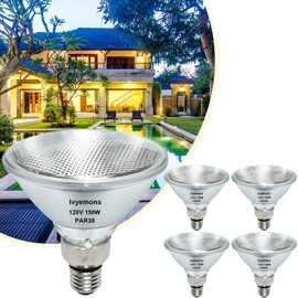 Ivyemons PAR38 Flood Light Bulbs - 4 Pack 150W PAR38 Halogen Bulb 120V E26 Base, PAR 38 Bulb Dimmable 2800K Warm White for Indoor and Outdoor, Long Lasting 2400LM Halogen Flood Light