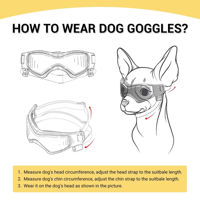 PETLESO Dog Goggles Small Breed, UV Protection Dog Sunglasses for