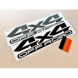 Black on Clear Background 4x4 Offroad Four Wheel Drive Decal Stickers Auto Decoration, Replacement for Truck Bed, Off Road Vehicle, SUV, Durable & Weatherproof, Size 14 x 3 inch (Set of 2)