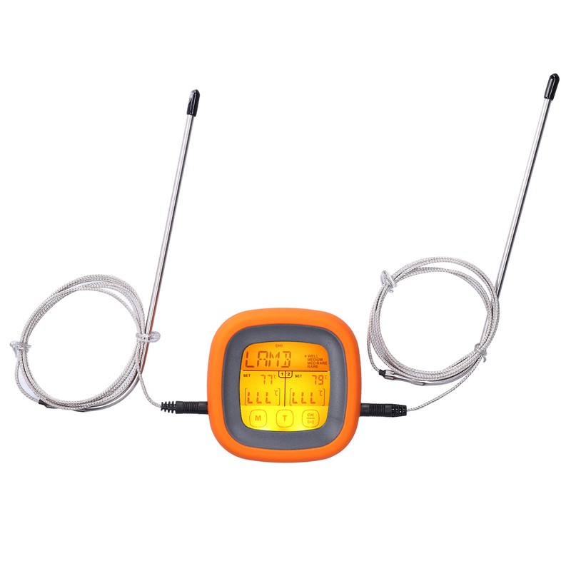 Barbecue Oven Thermometer Dual Probe Electronic Digital Display Touch Button