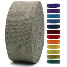 1" & 1.5'' & 2" Cotton Webbing - 5 Yards - 50+ Colors -%100 Natural Cotton - Heavy Duty 1 Inch 1.5 Inch 2 Inch Canvas Webbing for Sewing Straps Bag Climbing Indoors Craft DIY 11285