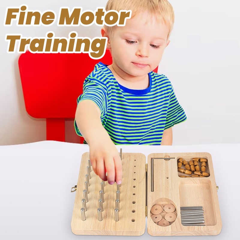Wooden Pegboard for Finger Dexterity, 36-Hole Hand Therapy Peg Board