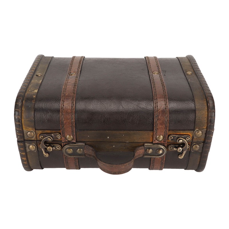 Retro Wooden Suitcase Home Party Artificial Leather Jewelry Necklace Storage