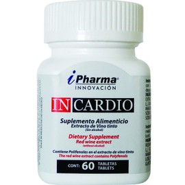 Resveratrol y polifenoles alta concentración INCARDIO, Contiene 60 Tabletas, auxiliar para disminuir triglicéridos y colesterol.