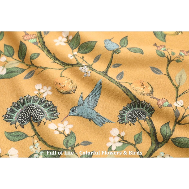 NDDYCU Mustard Yellow Cotton Floral Shower Curtain,Vintage Anthropologie Shower Curtains