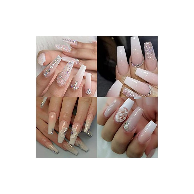 LoveOurHome 100PC Coffin Press-on Nails Nude Medium Acrylic Tips, Ballerina