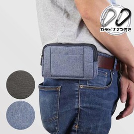 Belt Pouch, Small, Men's, Women's, Stylish, Waist Pouch, Belt Holder, Smartphone Holder, Mini Bag, Waist, Lightweight, Smartphone Pouch, Shockproof, Horizontal, For Work (L(6.4 inches), Black)