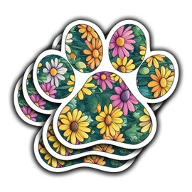 3Pcs Floral Paw Print Vinyl Stickers Durable for Laptops Water Bottles Phones Tumblers Notebooks Cars Mugs Size 2.8 x 3 Inch