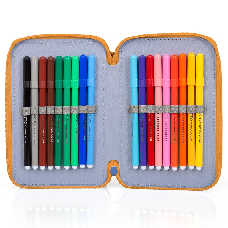 Clondo Triple Filled Pencil Case 44 School Supplies 3 Zip