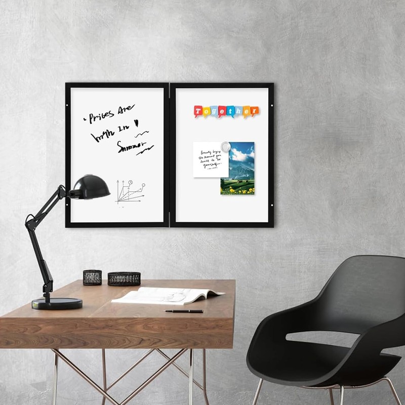 YCCYYCCY Black Frame Enclosed Whiteboard with Wooden Frame, Approx.16x11in Poster