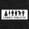 Unisex Toilet Metal Sign L 10.5 x 28 cm White