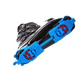 SkiSkootys Ski Boot Bottom Protector with Claws & Foldable Design - Slip-Resistant Ski Boot Traction Cleats for Walking on Ice & Snow - Adjustable Skiing Accessories - USA Made (Blue)