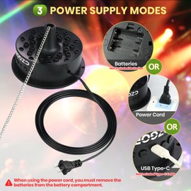 Rotating Disco Ball Motor, 3-15 RPM Light Up Mirror Ball Spinner with Remote RGB LED, Heavy Duty Electric Rotator, Supports 4'' - 12'' Balls for DJ Party Home Bands Christmas