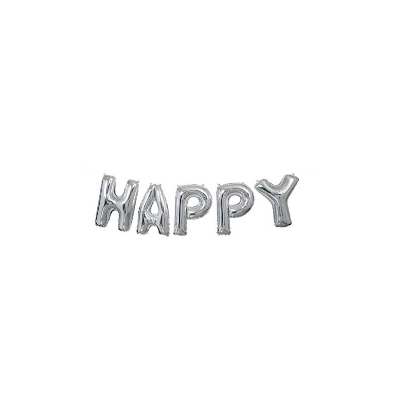 Stunning Silver "Happy Birthday" Foil Letter Balloon Banner Kit -
