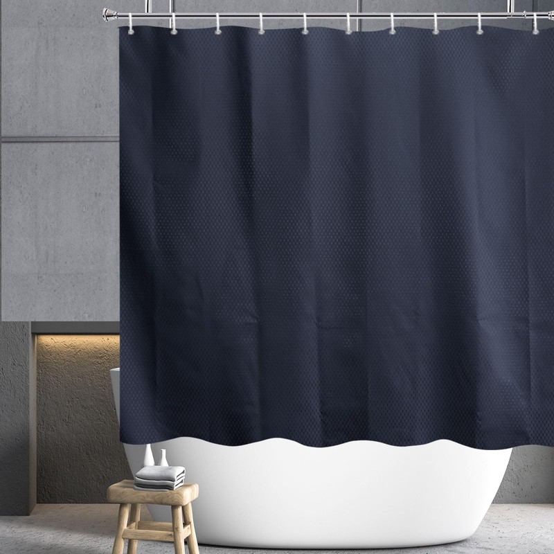 YISURE Black Short Shower Curtain for Walkin Tub, Polyester Fabric