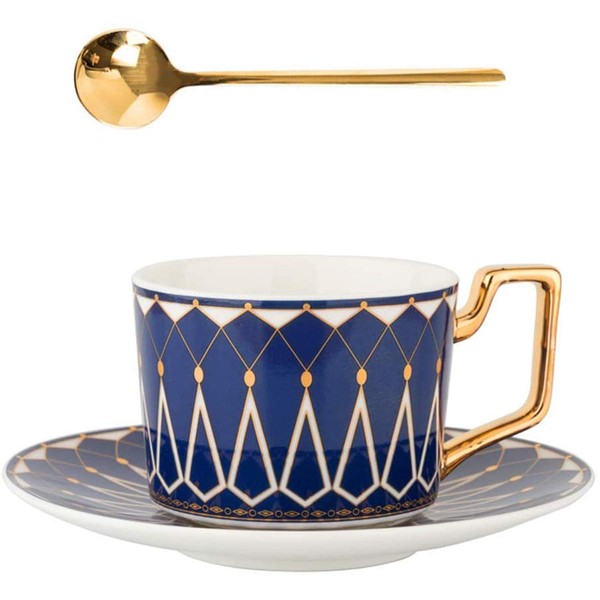Eplze® Elegant Ceramic Teacup and Saucer Set, 8oz Coffee Cup