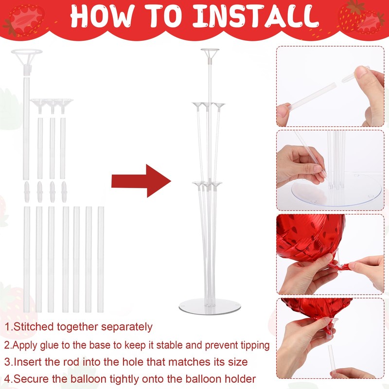 VioraWhite 8 Sets Strawberry Party Table Centerpieces Balloons Decorations