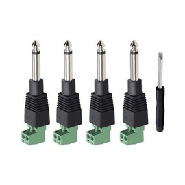 Eightnoo 1/4 Jack, 4Pcs Solderless 1/4 Inch Audio Jack TS Male Mono Quarter Inch 6.3mm Phone Plug 1/4" Plugs Connector for Speaker Cables, Guitar Cables, Microphone Cables Repair