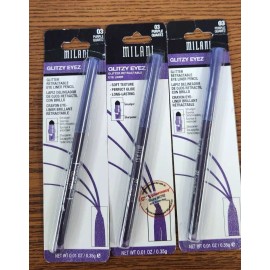 Milani 3 PCS NIP MILANI RETRACTABLE GLITTER EYELINER PENCIL #03 PURPLE QUARTZ .01oz EA