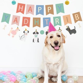 Colorful Dog Themed Happy Birthday Banner - Dog Birthday Bunting, Dog Birthday Decorations, Dog Party Decorations, Dog Birthday Party Supplies, Birthday Garland, Puppy Birthday Accessories Banner