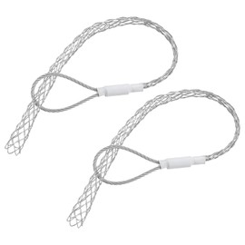 sourcing map Cable Pulling Grip for 15-20mm Cable(White) 39cm,1.28FT Wire Mesh Puller Socks Grip Single Head Galvanizing Steel Wire Grips Net Cover Smooth,2 Pcs