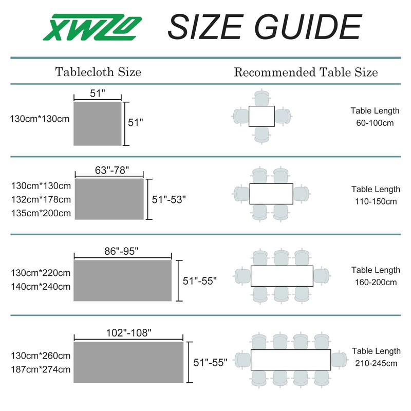 XWZO Table Cloth Square Solid Table Cover Water Resistant Table