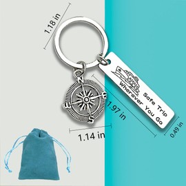 ZYSSXNDM Birthday Christmas Gift for Travelers Safe Travels Keychain Pilot Gifts Traveling Gifts for Women Men Wherever You Go Keychain