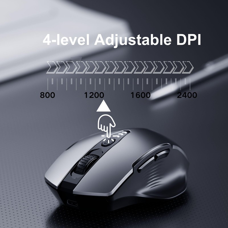 Uineer Wireless Mouse,[Upgraded] Rechargeable 2.4GHz (Battery Level Visible) Ergonomic Computer