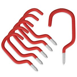 6-Pack Super Duty Extra-Large Garage Utility Hooks and Hangers, for Wall Mount or Ceiling Storage of Bikes, Ladders, Lawn Furniture, Tools, Cords and Hoses | 8” Overall Length and 4” Wide Opening