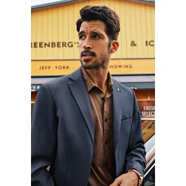 PJ PAUL JONES Blue Blazer Mens Blazer Regular Fit Two Buttons Sport Coats Lightweight Jacket Notched Lapel Navy Blue Sportcoat M