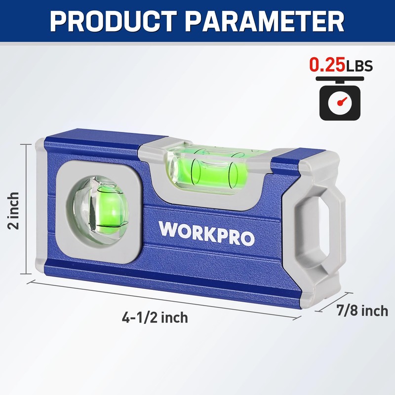 WORKPRO Small Level, 4-1/2 Inch Mini Level Tool, Magnetic Pocket