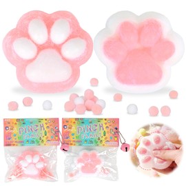 2PCS Cat Paw Squishy Toys, Mini Kawaii Cat Squeeze Toys, Cute Soft Fidget Toys Stress Relief Squeeze Toys, Squishy Animals Toy Party Bags Fillers for Boys Girls Birthday Party Favors Gifts,D