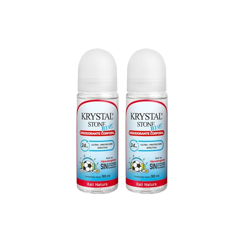 Krystal Stone Desodorante Teens Azul Roll on 90ml Dúo Pack
