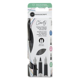 Manuscript Clarity Fountain Pen Set - Assorted Nibs, Set of 6, Strong Black