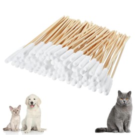 YIBOOOM 犬の綿棒 犬用綿棒 長い 耳掃除用綿棒 猫 綿棒 12cm 100本入り長い柄付き 使い捨てペット綿棒 耳のケア用 ペット用