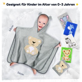Yosemy Hooded Towel Baby - Oeko Tex - Baby Towel Hood 100% Cotton Bath Poncho Children's Baby Towel with Hood Soft & Super Absorbent 0-3 Years Bear