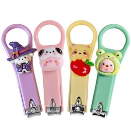 4 Packs Kids Nail Clipper Set, Stainless Steel Cute Childrens Nail Clippers, with Nail File,Anti Slip Granules for Precisie Trimming of Toenails and Fingernails,for Women,Girls,Children