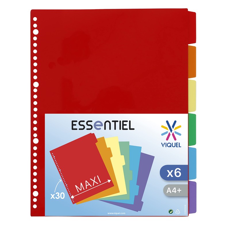 Viquel A4 Maxi Dividers Polypropylene Pack of 6