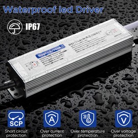 Karyoosi 24V60W IP67 Waterproof LED Driver, 60W 2.5A 110V AC to 24V DC Converter, Corded Electric, Current Rating 5.0 Amps, Ip67, Ideal for Indoor and Outdoor LED Lighting