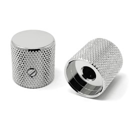 Vintage Forge Chrome Flat-Top Fine Knurled Barrel Knobs compatible with Fender Telecaster Guitar and Precision P-Bass (Set of 2) 1/4 Inch Solid Shaft BK40US-CHR