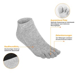 Warm-Han Toe Socks Cotton 99% Size 39-43/77% Size 44-46 Men's Short Shaft Ankle High Trainers Toe Stockings Men Five Finger Socks M907, White x 3