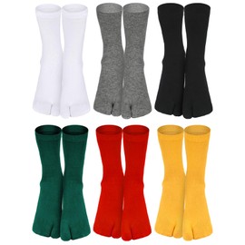 BOARDFEB 6 Pairs Tabi Socks Elastic Split Two Toe Tabi Flip Flops Sock Ankle Cotton Sandal Sock Japanese Toes Separated Socks for Men Women Unisex