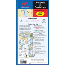 MAPTECH Waterproof Chart, WPC044-03, Annapolis to Cambridge, Eastern Bay and Choptank River, 24" x 36" Open, Waterproof Synthetic Paper, 3rd Edition