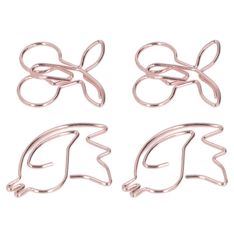100Pcs Cute Paper Clips Cherry Hummingbird Style Electroplated Metal Gold