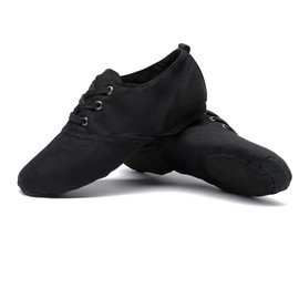 MSMAX Jazz Shoes for Women Girls Split Sole Canvas Ballet Dance Teaching Flats Black 10 M US Women