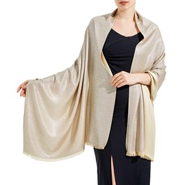 Party Shawl for Formal Dresses, Ciormis Charming Bridesmaid Shawls and Scarf Wraps for Women Weddings (Beige & Silver)